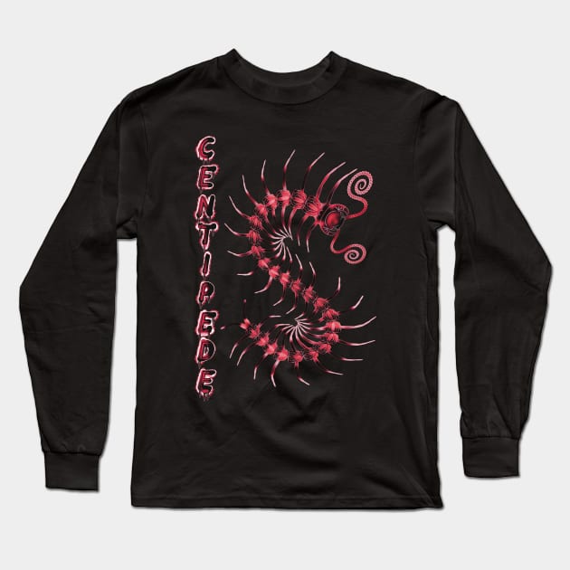 Red Centipede with Spray Paint Long Sleeve T-Shirt by IgorAndMore